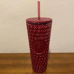 Starbucks Tumbler 24oz CHAINED MEGENTA COLD CUP RED